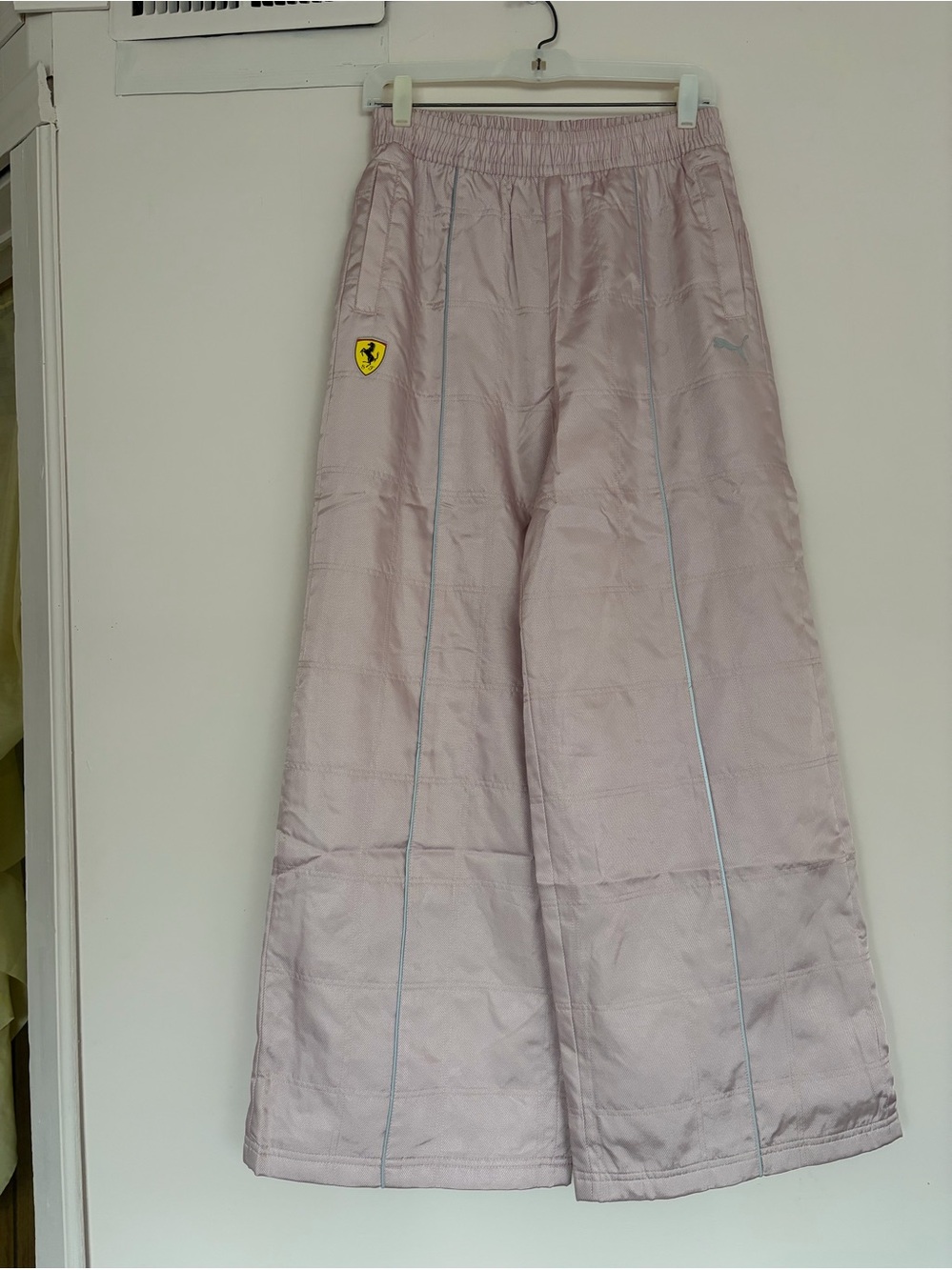 PUMA Scuderia Ferrari Premium Woven Pants Light Pink Wide-Leg - Picture 14 of 16